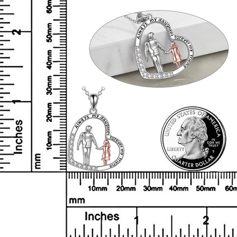 925 Sterling Silver Father Daughter Heart Pendant Necklace from Dad I Love You Forever Jewelry