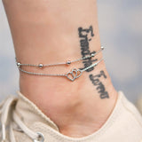 Womens Anklet 925 Sterling Silver  Layered Anklet Bracelet Dainty Beaded Chain Anklet Adjustable 11" Anklet for Women
