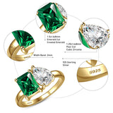 925 Sterling Silver Engagement Ring 1.5ct Double Stone Ring Emerald & Pear Cut Wedding Eternity Ring Cubic Zirconia
