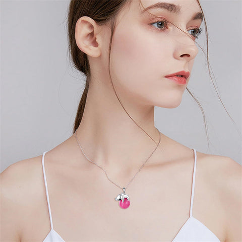 925 Sterling Silver Animal Necklace with Rose Quartz