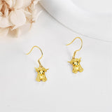 14K Real Gold Highland Cow Earrings for Women,Yellow Gold Heart Cattle Stud Earrings Jewelry Anniversary Birthday Gifts for Her