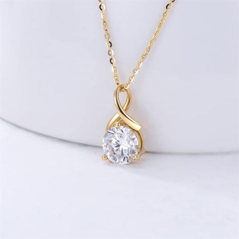 14K Gold Moissanite Necklace for Women, 1 carat D Colour Moissanite Solitaire Pendant Necklace, Real Yellow Gold Sunshine Necklace