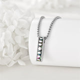 Urn Necklaces for Ashes Sterling Silver Abalone Shell 3D Bar Cremation Jewelry for Ashes Memory Jewelry for Women Men