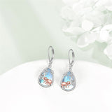 925 Sterling Silver Sloth/Elephant Drop Dangle Leverback Earrings Moonstone Anniversary Birthday Jewelry Gifts for Women Girls