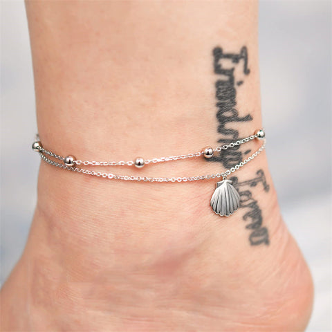 Womens Anklet 925 Sterling Silver  Layered Anklet Bracelet Dainty Beaded Chain Anklet Adjustable 11" Anklet for Women
