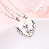 925 Sterling Silver Mother Daughter Granddaughter Family Heart Pendant Necklace Jewelry From Mom Grandmother