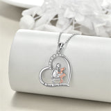 925 Sterling Silver Father Daughter Heart Pendant Necklace from Dad I Love You Forever Jewelry
