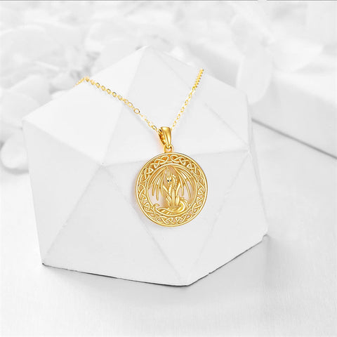 14K Gold Dragon Necklace Christmas Gifts Irish Celtic Knot Dragon Pendant Necklace Jewelry for Women Girls