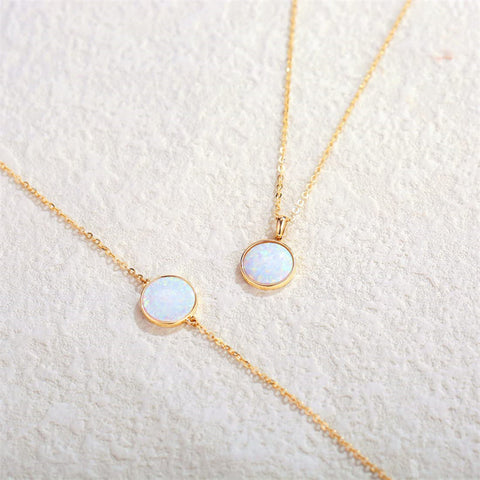 14K Solid Real Gold Mother of Pearl/Abalone/Turquoise/Black Onyx/Opal Coin Necklace  for Women Fine Jewelry Anniversary Birthday Gifts
