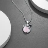 925 Silver Dragon/ Wyvern Rose Quartz Necklace Silver Phoenix Necklace Gift for Women