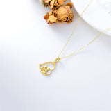 14K Solid Gold Cat Necklace for Women Cat Lover Gift Eternal Love Heart Necklace for Wife Girlfriend and Mom