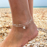 Womens Anklet 925 Sterling Silver  Layered Anklet Bracelet Dainty Beaded Chain Anklet Adjustable 11" Anklet for Women