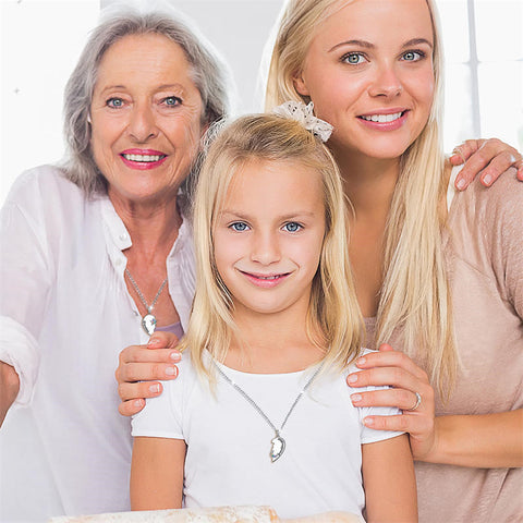 925 Sterling Silver Mother Daughter Granddaughter Family Heart Pendant Necklace Jewelry From Mom Grandmother