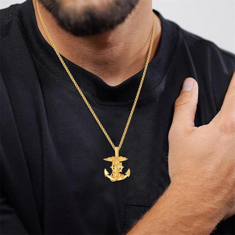 925 Sterling Silver Patron Saint Necklace  Amulet Necklace Cross Jewelry for Men with 2.5mm 22"+2" Rolo Chain