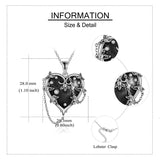 Witches Heart Pendant Necklace 925 Sterling Silver Gothic Jewelry Goth Halloween Gifts for Wome