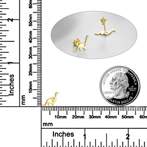 14k Gold Dinosaur Earrings for Women Girls Hypoallergenic