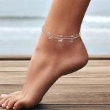Womens Anklet 925 Sterling Silver  Layered Anklet Bracelet Dainty Beaded Chain Anklet Adjustable 11" Anklet for Women