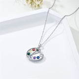 Artist Paint Palette and Brush Necklace 925 Sterling Silver Pigment Necklace Colorful Painters Pendant Painter Charm Necklace