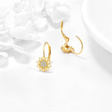 14K Yellow Gold Sunflower Earrings for Women Solid Gold Earrings Jewelry Gifts for Her