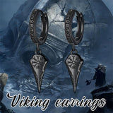 925 Sterling Silver Viking Earrings for Men Women Viking Raven Drop Huggie Hoop Stud Ear Cuff Earrings Norse Viking Runes Jewelry Gifts