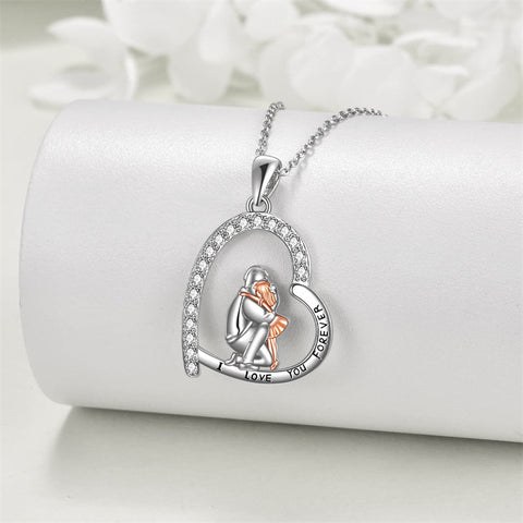 925 Sterling Silver Father Daughter Heart Pendant Necklace from Dad I Love You Forever Jewelry