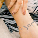 Womens Anklet 925 Sterling Silver  Layered Anklet Bracelet Dainty Beaded Chain Anklet Adjustable 11" Anklet for Women
