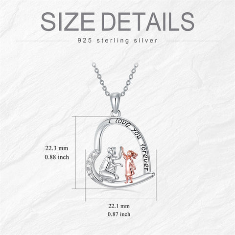 925 Sterling Silver Father Daughter Heart Pendant Necklace from Dad I Love You Forever Jewelry
