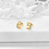 14K Gold Unicorn Earrings  Cute Animal Unicorn Stud Fine Gold Earrings Jewelry Christmas Gifts for Daughter Her Girlfriend Granddaughter Niece