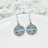 Tree of Life Earrings Sterling Silver Celtic Tree of Life Abalone Shell Dangle Drop Earrings for Women Jewelry
