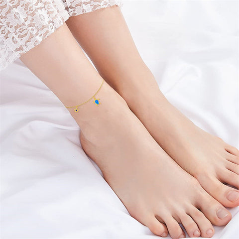 14K Gold Sea Turtle Anklet for Women  Layered Ankle Bracelet Real Gold Beach Foot Jewelry for Her