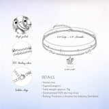 Womens Anklet 925 Sterling Silver  Layered Anklet Bracelet Dainty Beaded Chain Anklet Adjustable 11" Anklet for Women