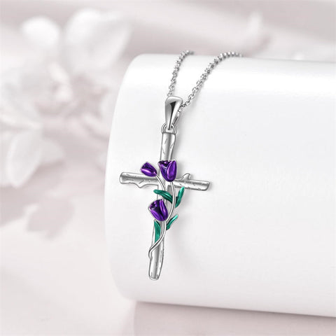 Tulips Necklace Sterling Silver  Flower Tulips Jewelry Mother's Day Gifts for Mom