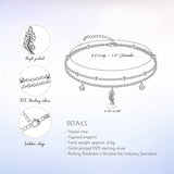 Womens Anklet 925 Sterling Silver  Layered Anklet Bracelet Dainty Beaded Chain Anklet Adjustable 11" Anklet for Women