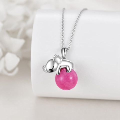 925 Sterling Silver Animal Necklace with Rose Quartz