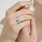 925 Sterling Silver Engagement Ring 1.5ct Double Stone Ring Emerald & Pear Cut Wedding Eternity Ring Cubic Zirconia