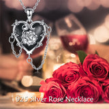 Witches Heart Pendant Necklace 925 Sterling Silver Gothic Jewelry Goth Halloween Gifts for Wome