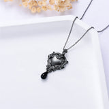 Witches Heart Pendant Necklace 925 Sterling Silver Gothic Jewelry Goth Halloween Gifts for Wome