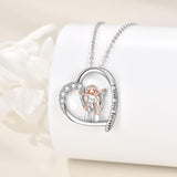 925 Sterling Silver Father Daughter Heart Pendant Necklace from Dad I Love You Forever Jewelry