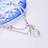 Womens Anklet 925 Sterling Silver  Layered Anklet Bracelet Dainty Beaded Chain Anklet Adjustable 11" Anklet for Women