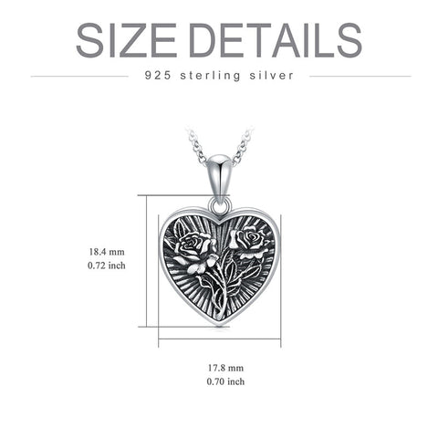 Sunflower Butterfly Triple Moon Rose Locket Necklace Sterling Silver Photo Necklace that Hold Pictures for Mother Women