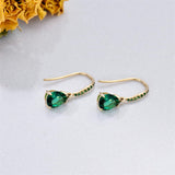 14K Emerald Earrings for Women Real Gold Dangle Drop Created Emerald Earrings Gift for Women Girls Her Mom