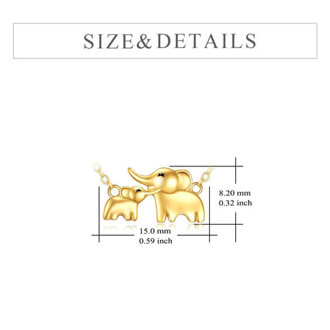 14k Yellow Gold Elephant Necklace Gifts for Women Mothers Day Birthday Jewelry for Mom Daughter, Gold Chain Length 18"