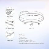 Womens Anklet 925 Sterling Silver  Layered Anklet Bracelet Dainty Beaded Chain Anklet Adjustable 11" Anklet for Women