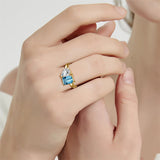 925 Sterling Silver Engagement Ring 1.5ct Double Stone Ring Emerald & Pear Cut Wedding Eternity Ring Cubic Zirconia