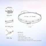 Womens Anklet 925 Sterling Silver  Layered Anklet Bracelet Dainty Beaded Chain Anklet Adjustable 11" Anklet for Women