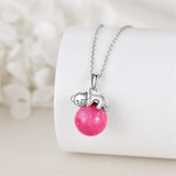 925 Sterling Silver Animal Necklace with Rose Quartz