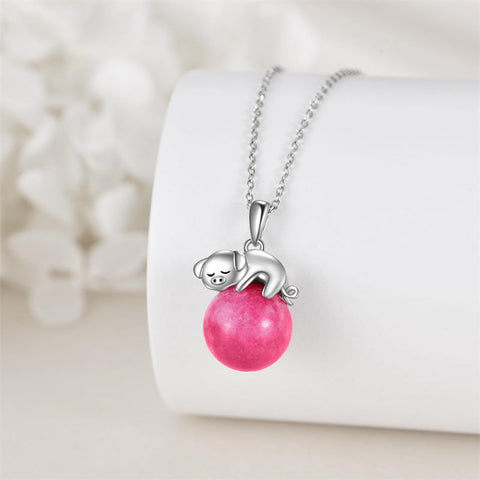 925 Sterling Silver Animal Necklace with Rose Quartz