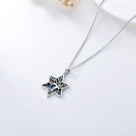 Tree of Life Necklace 925 Sterling Silver Abalone Shell Celtic Knot Pendant Necklace for Women Jewelry