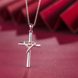 925 Sterling Silver Cross Necklace for Women Men CZ Birthstone Necklaces Gifts for Mother's Day Birthday