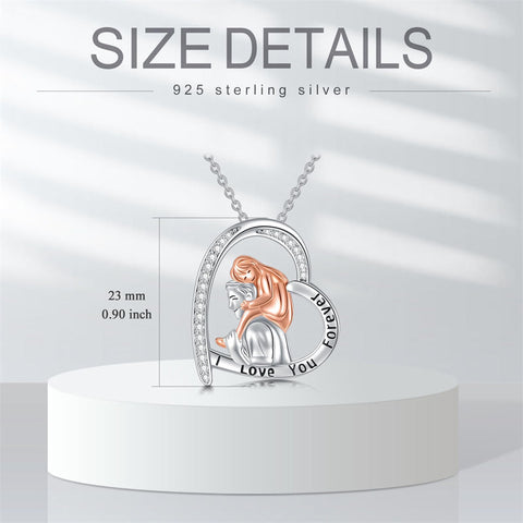 925 Sterling Silver Father Daughter Heart Pendant Necklace from Dad I Love You Forever Jewelry